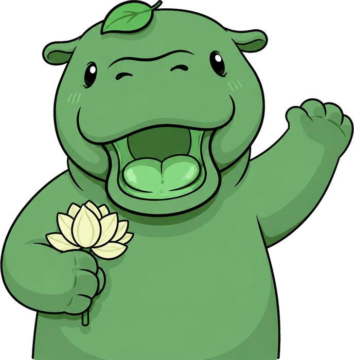 Forest gang illustration: hippo wave